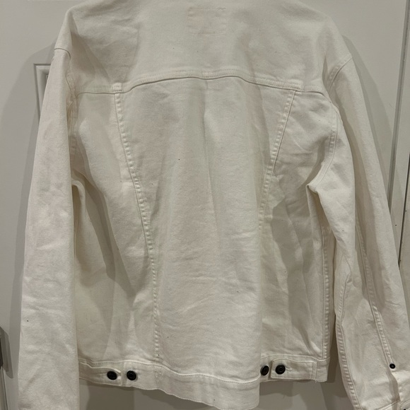 Aeropostale White Jean Jacket Oversized Distressed Size Large - Picture 2 of 5